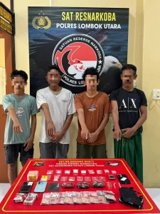 Polres Lombok Utara Bongkar Sindikat Narkotika Lintas Kabupaten: Empat Tersangka Diringkus dengan Barang Bukti 55,75 Gram Sabu