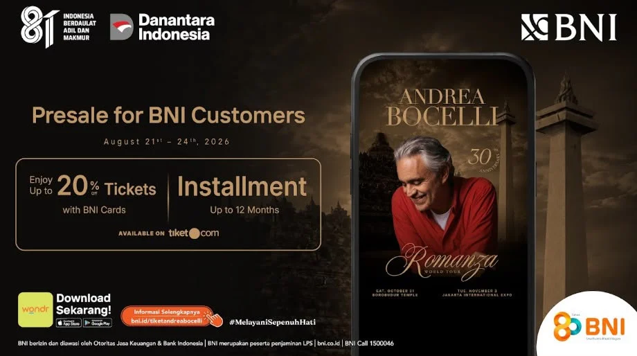 BNI Buka Presale Eksklusif Andrea Bocelli, Tiket Dapat Diskon 20 Persen