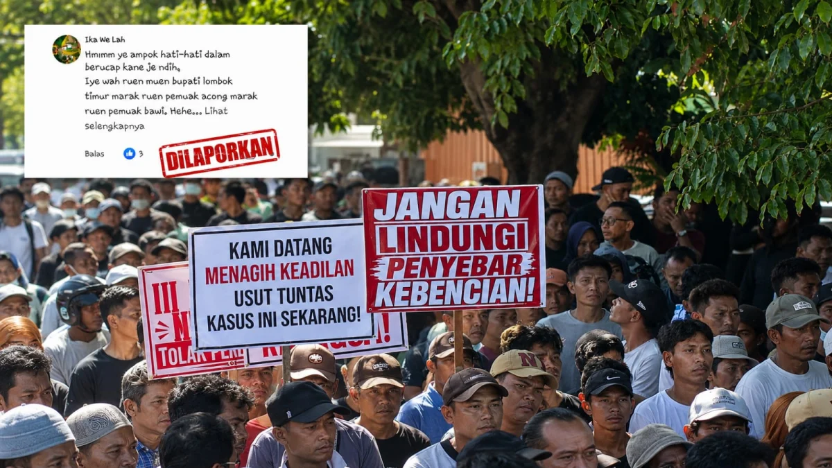 Ribuan Massa Tuntut Polres Lombok Timur Ungkap Akun Ujaran Kebencian Terhadap Bupati
