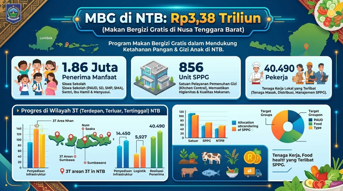 Program Makan Bergizi Gratis di NTB Serap Anggaran Rp3,38 Triliun, Realisasi SPPG Terus Berkembang